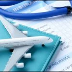 A professional medical tourism graphic featuring a stethoscope, a medical kit, a globe, and an airplane, symbolizing international healthcare travel and global access to specialized surgical services.