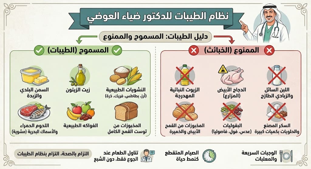 نظام الطيبات للدكتور ضياء العوضي | المسموحات والممنوعات